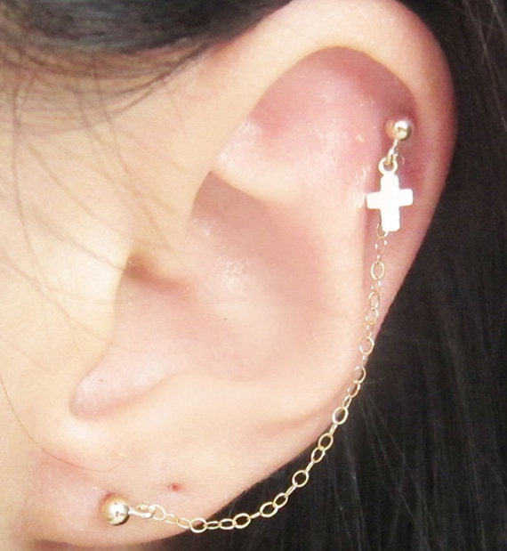Cross cartilage earring stud discount