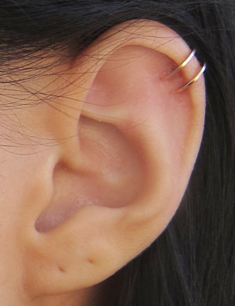 Rose Gold Filled Two Ring Ear Cuff image 1