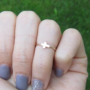 Rose Gold Filled Cross knokkel Ring afbeelding 1