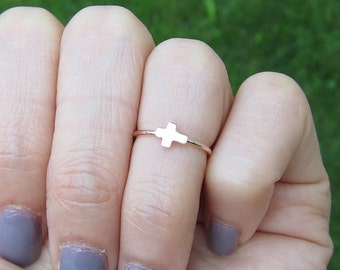 Rose Gold Filled Cross Knuckle Ring