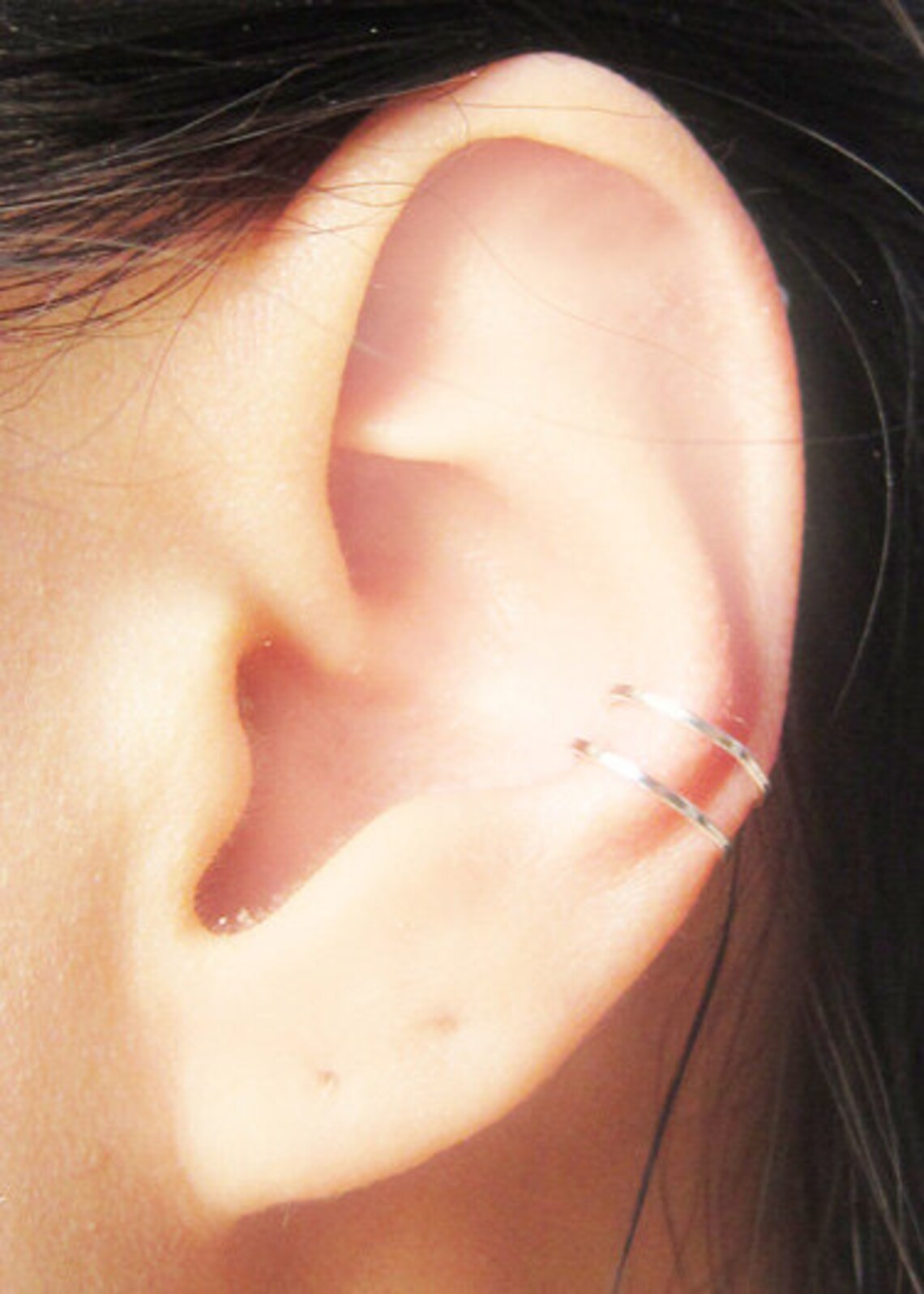 Sterling Silver Two Ring Ear Cuff Etsy