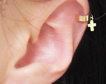 Gold Filled Dangle Cross Ear Cuff