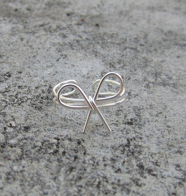 Sterling Silver Bow Knot Adjustable Pinky Ring image 2