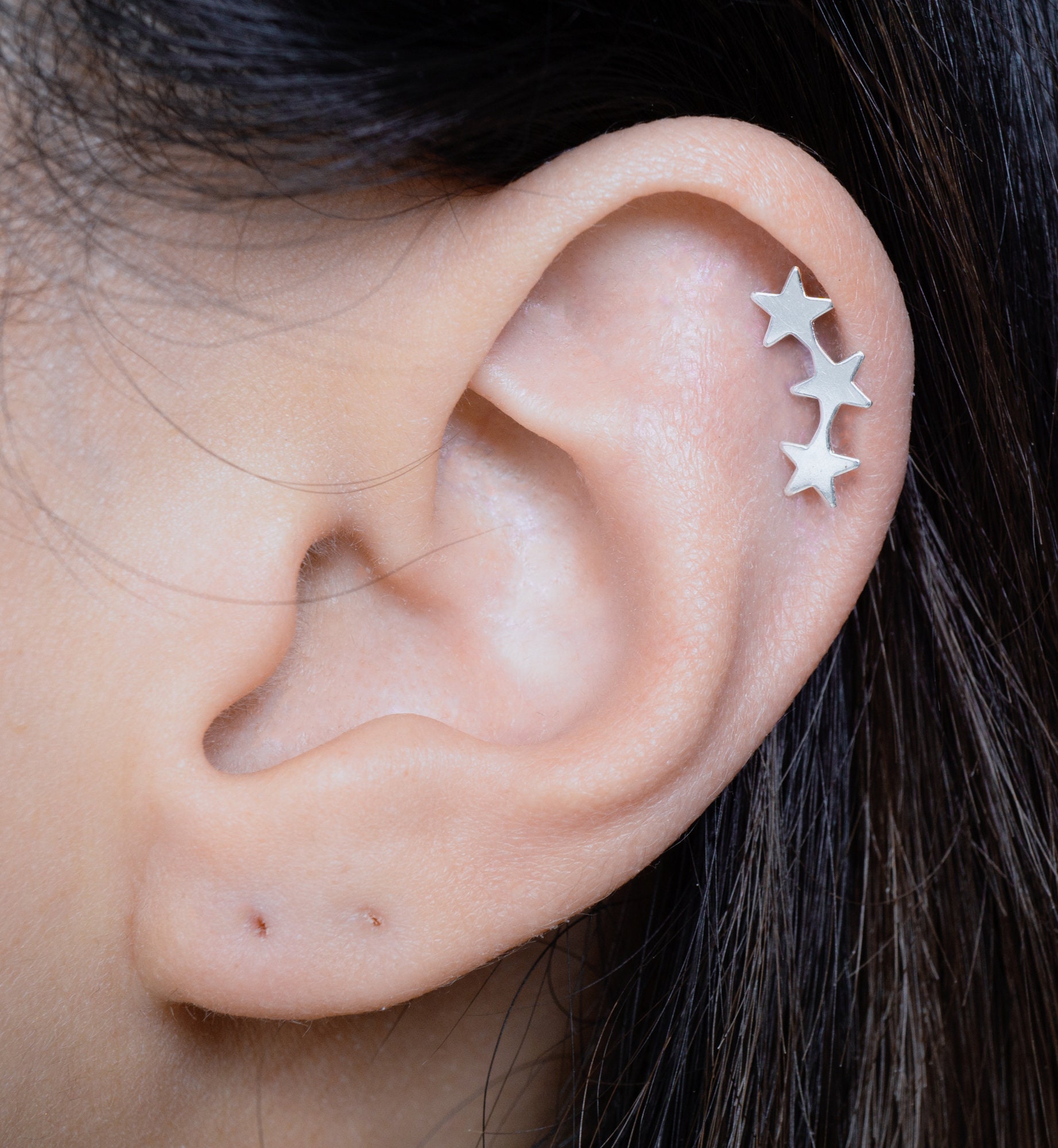 Sterling Silver Triple Star Single Stud Earring - Etsy
