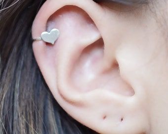 Sterling Silver Small Heart Ear Cuff