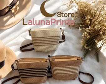 Handwoven Straw Crossbody Bag: Mini Boho Beach Purse