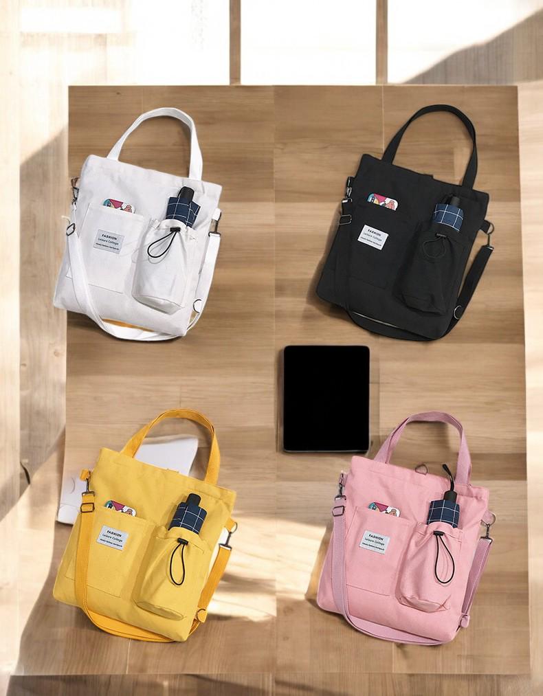 Canvas Tote Backpack: Convertible Shoulder Bag With Pockets  display picture 2