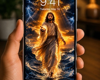 Jesus Walking on Water Wallpaper | Christian Faith Phone Background (Digital Download)