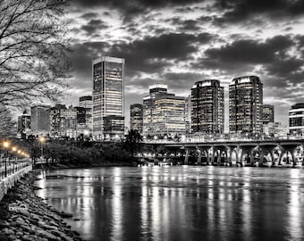 Virginia City Skyline Print | Black White Gold Accents (Digital Download)