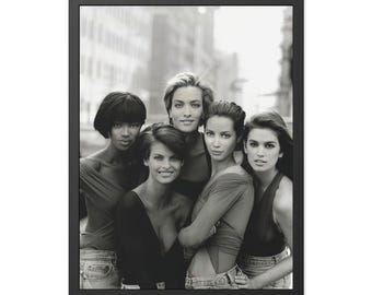 Fashion Editorial 90s Supermodels Framed Posters, Naomi Campbell