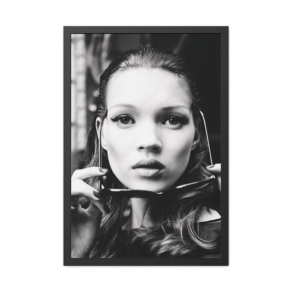 Kate Moss Fashion Poster, Black and White Model Picture, Wall Art