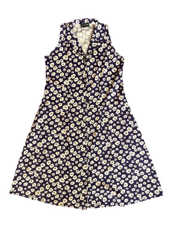 1990’s Daisy Print Collared Midi Dress - image 1
