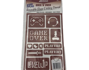 Reusable Over n Over Glass Etching Stencil By Armour Gamer Theme NEW