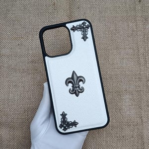 Flames Chapter Cross leather Phone Case Men Woman iPhone Case 16 15 14 plus 13 12 11 pro Max Opium Y2K Designer Black Cover Gift for him