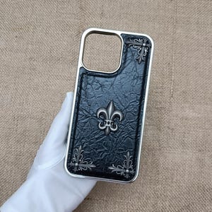 Flames Chapter leather Phone Case Men Woman Cross iPhone Case 16 15 14 plus 13 12 11 pro Max Opium Y2K Designer Black Cover Gift for him