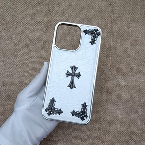 3D Cross iris Opium Phone case Y2K Gothic Designer iPhone case men iPhone 16 15 14 plus 13 12 11 pro max White Black Cases Gift for him