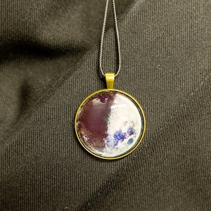 Half Moon Phase Brass Pendant with Necklace-35mm