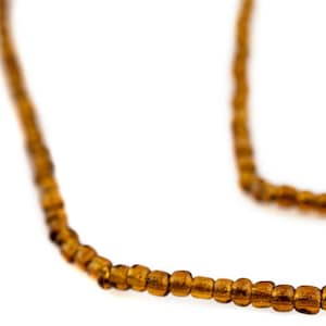 Translucent Orange Ghana Glass Seed Beads, 2mm, 26 Inch Strand, Artisan Jewelry Supplies from Ghana