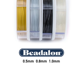 Cordon élastique Beadalon : cordon élastique de haute qualité, disponible en transparent, noir, or satiné et argent, 0,5 mm 0,8 mm 1 mm rapide S&H