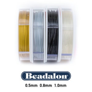 Elasticity Cord by Beadalon: High Quality Elastic Stringing Cord, Available in Clear, Black, Satin Gold and Silver, 0.5mm 0.8mm 1mm Fast S&H