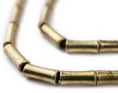 50 Antiqued Brass Bamboo-Shaped Beads - African Metal Beads - Vintage Style Brass - Ethnic Metal Beads - Bronze Tube Beads (MET-TUB-BRS-399)