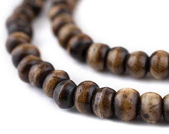 8mm Bone Beads Bone Round Beads Small Nepal Beads Brown Bone Beads 108 Vintage-Style Carved Chevron Bone Prayer Beads BON-RND-BRN-401