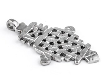Pendant Axum Traditional White Metal African Finding Necklace Jewelry Orthodox Silver Ethiopian Coptic Cross PND-CSL-644