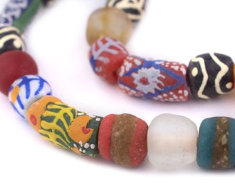 7 piece beads Antique trade Beads Ghana beads 17-19 mm x 8-11 mm 18JH handmade beads original Murano trade beads West Africa
