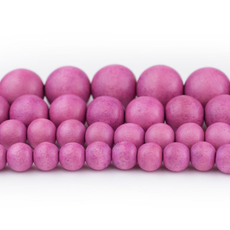 Round Beads Strand Necklace, Magenta