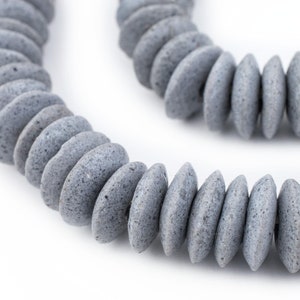 120 Grey Ashanti Glass Saucer Beads 14mm: Grey Ashanti Beads Ashanti Glass Beads African Glass Beads Ghanaian Trade Beads Grey Glass Beads