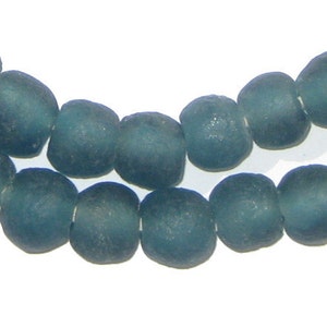 45 Recycled Glass Beads Teal African Beads 11mm Round Beads Fair Trade Necklace Made in Africa RCY-RND-BLU-645 image 1