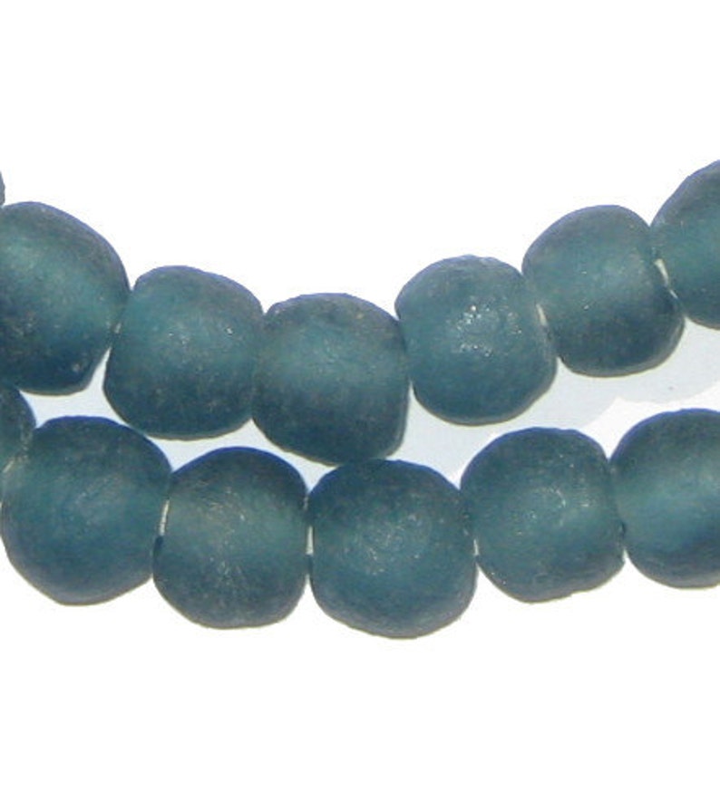 45 Recycled Glass Beads Teal African Beads 11mm Round Beads Fair Trade Necklace Made in Africa RCY-RND-BLU-645 image 1