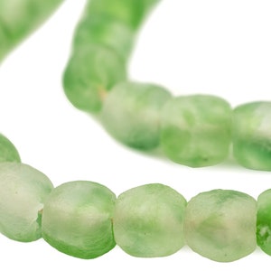 40 Recycled Glass Beads 14mm - African Krobo Beads - Handmade Glass Bead - Ethnic Glass Beads - Powder Glass Beads (RCY-RND-GRN-545)