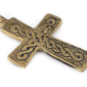 Traditional Brass Ethiopian Coptic Cross Pendant 60x40mm: Brass Coptic Cross African Charm African Pendant Ethiopian Cross Brass Pendant