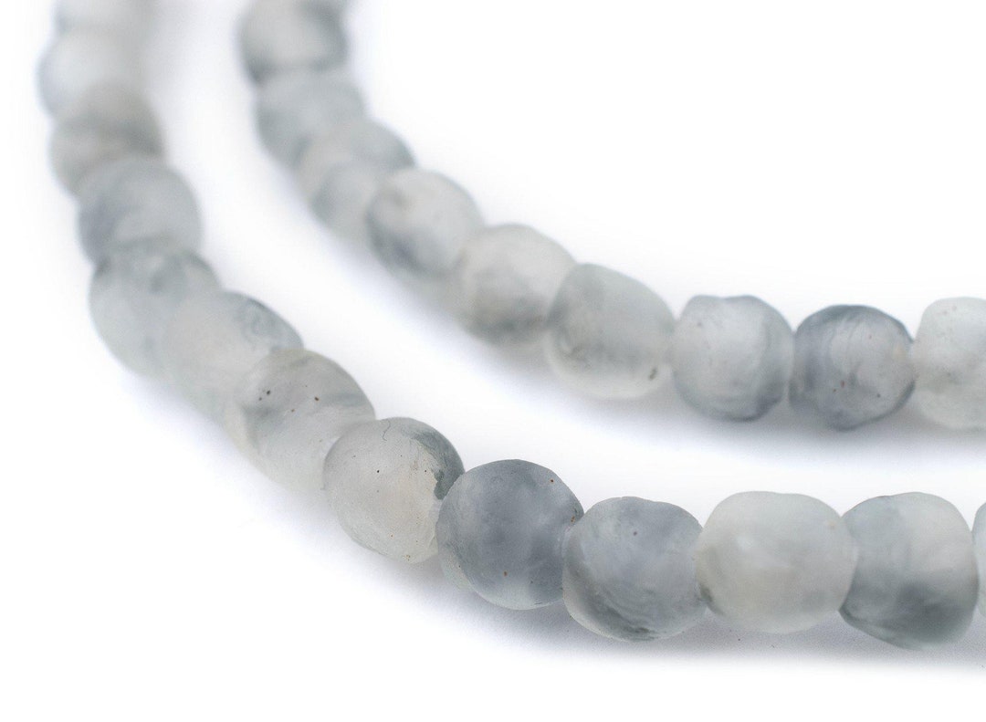 60 Grey Mist Recycled Glass Beads 9mm: Bottle Glass Beads - Etsy
