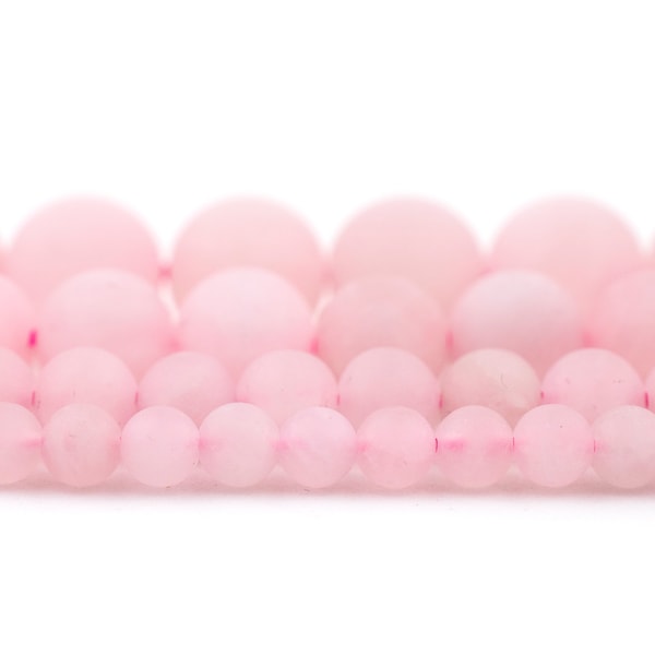 Natural Rose Quartz Beads: Spherical Matte Gemstone Beads, 4mm 6mm 8mm 10mm, Stone Spacers, Pink Jewelry Beads, Wholesale by the Strand