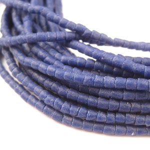 280 Cobalt Blue Tiny Sandcast Seed Beads - Blue Sandcast Beads - African Seed Beads - Small Glass Beads - Fair Trade Beads (SND-CYL-BLU-95)