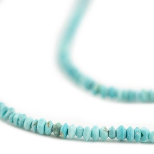 328 Tiny Blue Turquoise Stone Saucer Heishi Beads 2mm: Blue Natural Gemstone Beads from Afghanistan, Wholesale Value, Sold by the Strand image 5