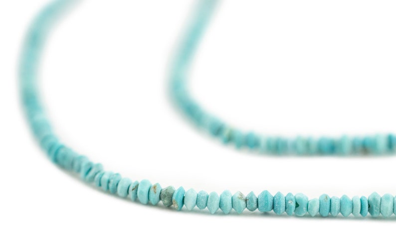 328 Tiny Blue Turquoise Stone Saucer Heishi Beads 2mm: Blue Natural Gemstone Beads from Afghanistan, Wholesale Value, Sold by the Strand image 5