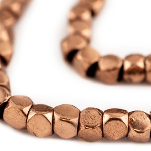 64 Copper Diamond Cut Beads 7mm, Large Hole: Faceted Cube Beads Ethnic Metal Beads Faceted Shaped Beads Copper Faceted Beads