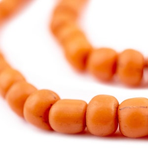 120 Bright Orange Java Glass Beads: Java Seed Beads Bali Glass Beads Matte Glass Beads 6mm glass Beads glass Cylinder Beads Boho glass Beads