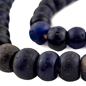 Antique Ethiopian Transparent Opate Trade Beads, Blue, 32 Inch Strand, Artisan Jewelry Supplies from Ethiopia