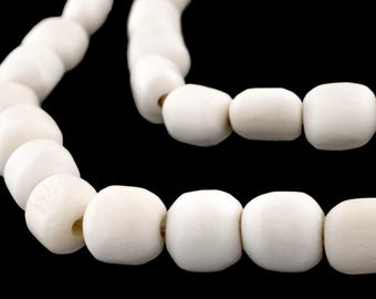 50 Kenya Bone Beads - African Beads - Small White Bone - Jewelry Making Supplies - Made in Kenya ** (BON-CYL-WHT-208)