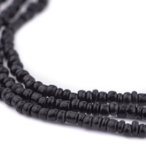 800 svarta Java-glaspärlor 2,5 mm, 48" sträng: Java-glaspärlor Matta glaspärlor Bali-glaspärlor Rustika glaspärlor Fröformade pärlor