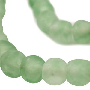 African &quot;Sea Glass&quot; Beads from Ghana: Handmade Ethnic Beads from Powdered Bottle Glass - Fair Trade Round Green Beads (RCY-RND-GRN-921)