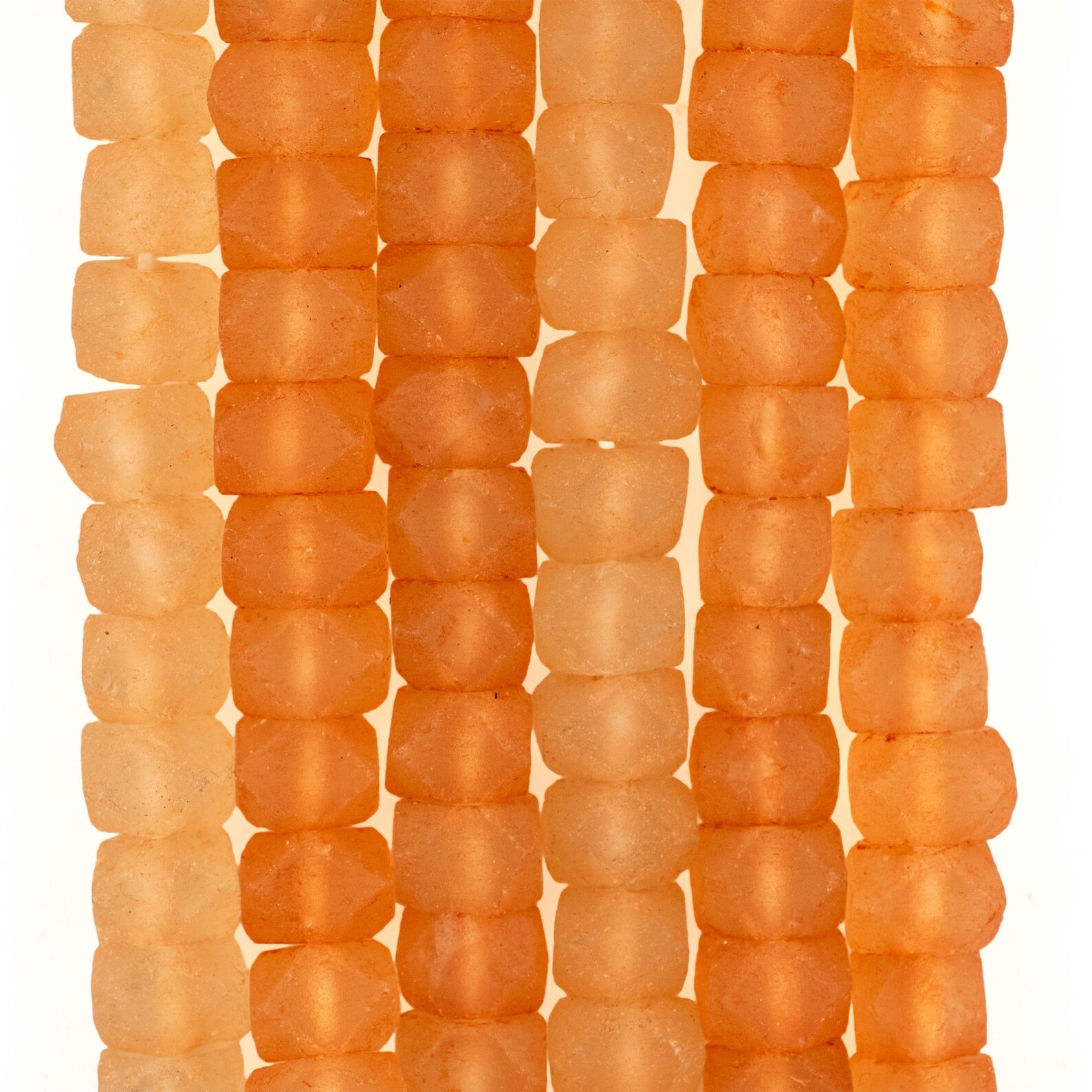 48 Recycled Java Glass Beads - Orange Sea Glass Beads - Indonesian ...