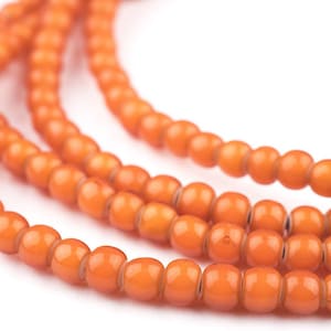 White Heart Beads, Orange 5mm, 25 Inch Strand, Artisan Jewelry Supplies from Ivory Coast