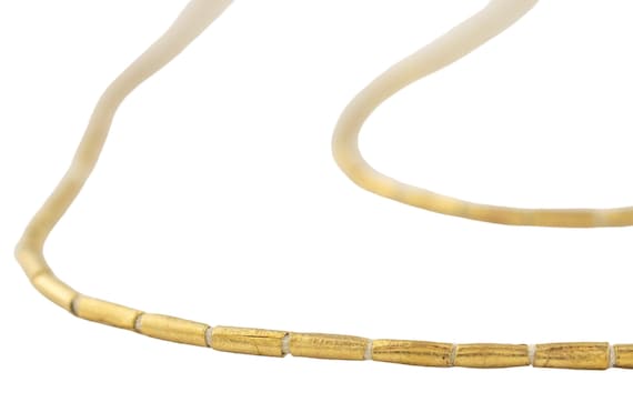 100 Brass Tube Ethiopian Beads 8x2mm - African Brass Beads - Jewelry Making Supplies - Made in Ethiopia ** (MET-TUB-BRS-237)