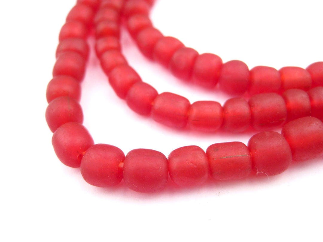 115 Red Java Glass Beads: Java Seed Beads Matte Glass Beads Bali Glass ...