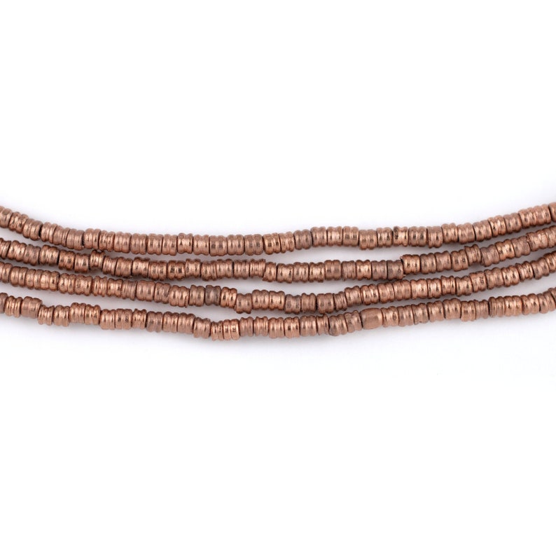 250 Copper Double Heishi Beads 2mm: Metal Spacer Beads Ethnic Metal Beads Rustic Copper Beads 2mm Copper Beads Heishi Shaped Beads image 3